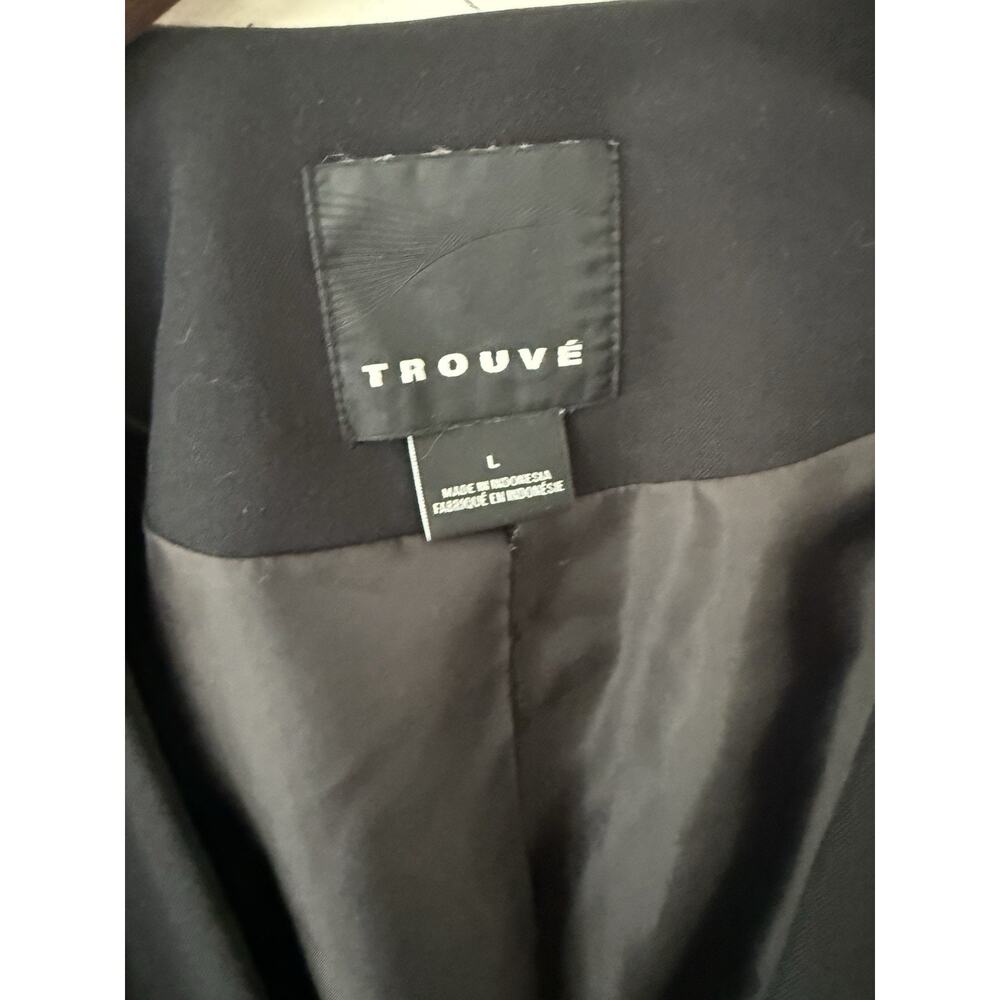 Trouve Womens Open Front Blazer Jacket Size L Black Career Office Workwear - Picture 4 of 11